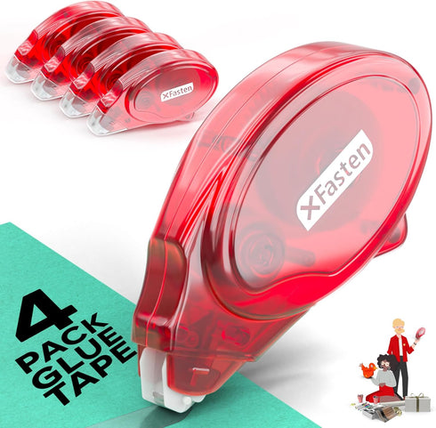 XFasten Adhesive Roller for Scrapbooking, 8mm x 30ft 4-Pack Double Sided Glue Tape Roller, Scrapbook Supplies for Adults, Photo Tape for Scrapbook...