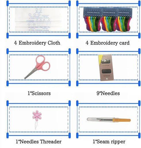 YSMNAIL Embroidery Kit for Beginners (4 Sets), Adjustable Bamboo Hoops, Floral Patterns, DIY Starter Kit for Adults, Hand Craft Art Craft Kit......