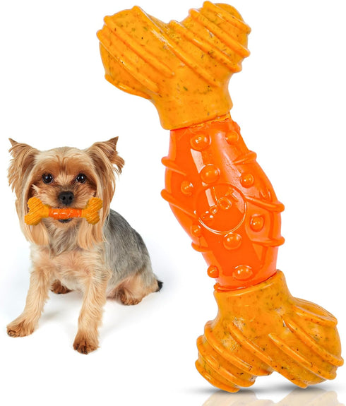 SPOT Bam-Bones Dental Bone - Made with Bamboo Fiber and a Massaging Rubber Center, Durable Oral Care Dog Chew for Light Chewers & Teething Puppies...