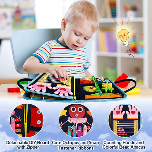 Gojmzo Busy Board Montessori Toys for 1 2 3 4 Year Old Boys & Girls Gifts, Sensory Toys for Toddlers 1-3, Educational Travel Toys, Preschool Activ...