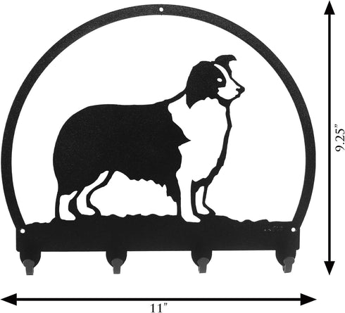 SWEN Products Border Collie Metal Key Chain Hanger - Leash Holder...