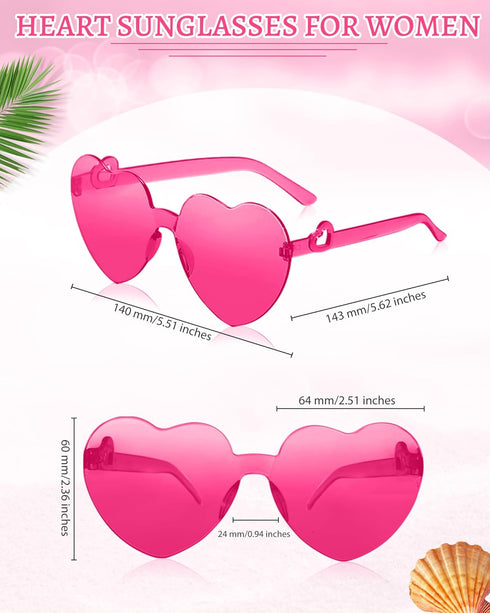 Heart Sunglasses for Women Heart Glasses with Heart Leg Rimless Sunglasses for Bachelorette Party Wedding Favors...