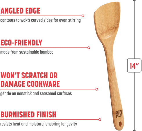 Joyce Chen a Division of Columbian Home Products Joyce Chen 33-2048 Burnished Bamboo Angled Spatula, 14-inch, Pack of 1, Natural...