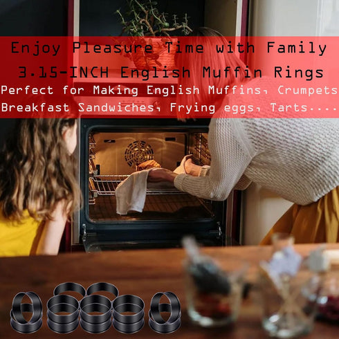 12Pack Crumpet Rings NONSTICK English Muffin Rings - 3.15 Inch Stainless Steel Double Rolled Tart Rings Upgraded Round Metal Baking Cooking Pastry...