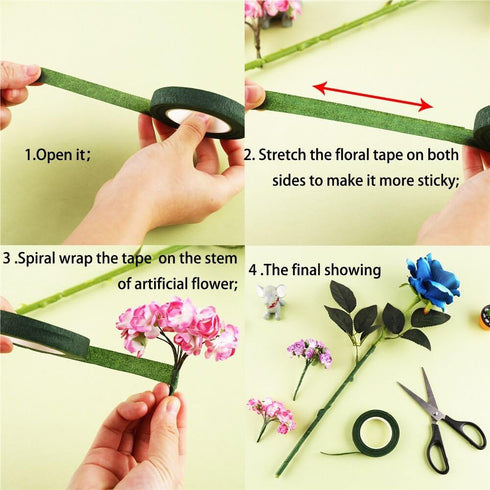 DECORA 1 roll 1/2-inch by 30 Yard Green Floral Tape for Bouquet Stem Wrap Floral Arranging Craft Projects Corsages, Wedding Bouquet...