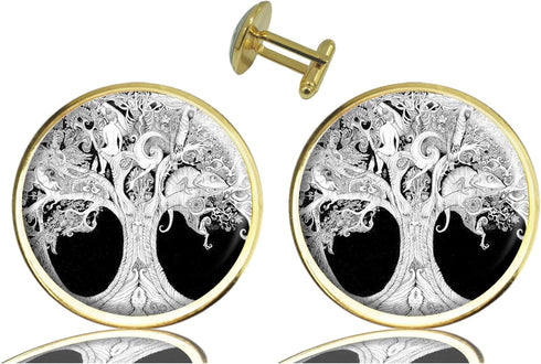 Custom Classic Jewelry Tuxedo Shirt Sliver Cufflinks Men's Unique Business Wedding Gifts (Tree of Life)...