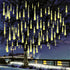 Outdoor Christmas Lights, Meteor Shower Lights 30cm 8 Tube 144 LED Falling Raindrop Fairy String Light for Thanksgiving New Year Holiday Party, We...