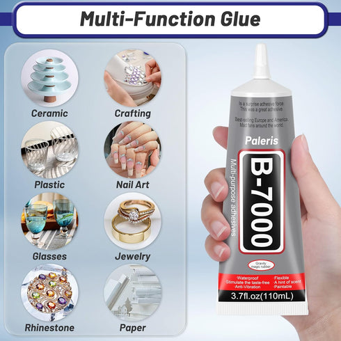 Upgrade B-7000 Crystal Rhinestone Jewelry Glue Clear, 110ml 3.7 fl oz Craft Glue Craft Adhesive Fabric Super Repair Glue with Precision Tips Multi...