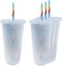 Generic 24 oz Reusable Color Changing Rainbow Cup with Rainbow Straw and Lid 4 Pack,Multicolor...