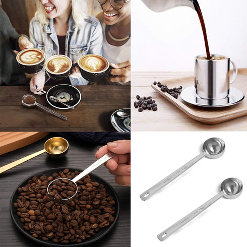 2-piece stainless steel tablespoon measure spoon, coffee scoop 1 tablespoon, long handle coffee scoop suitable for coffee powder and coffee making...