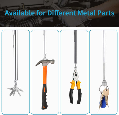 Rechabite 2 Pieces 5 LBS Flexible Magnetic Pickup Tool Set, 23.6" Spring Bendable Extension Pick Up, with Pen Clip Design, Magnet Stick Kit for Me...