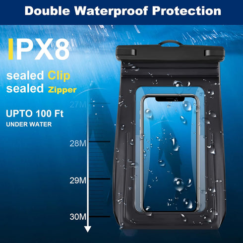 2 Pcs Large Waterproof Phone Pouch, Floating Waterproof Phone Case for iPhone 15 14 Pro Max 13 Plus 12 11 Samsung Up to 7.2'', Water Proof Protect...