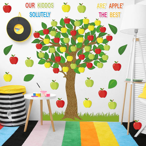 Classroom Tree Bulletin Board Set Bulletin Board Tree Cutouts, Classroom Tree Wall Decor for Elementary School Teacher Supplies(Apple Style)...