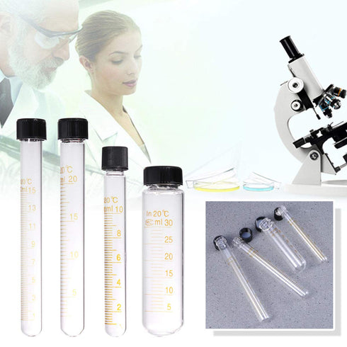 8 Pcs Tubes Graduated Glass Test Tubes with Screw Caps Calibration Test Tubes 10ml 15ml 20ml 30ml...