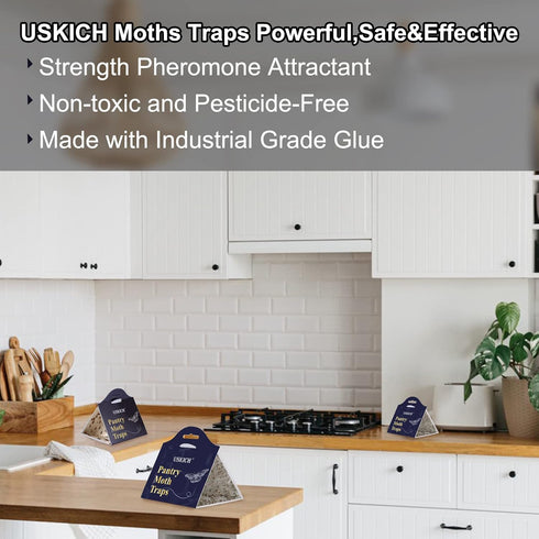 Moth Traps for Pantry Moths, 16 Pack Kitchen Moth Traps with Pheromones Prime, Non-Toxic Easy Setup Sticky Glue Trap for Food and Cupboard Moths i...
