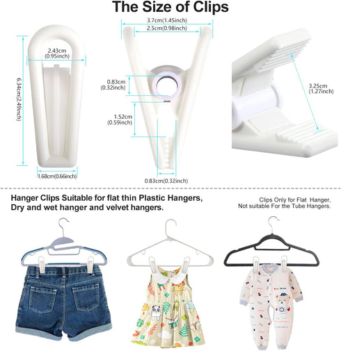 Chip Clips,Laundry Clips,Washing Line Pegs,Windproof,Hanger Clips for Baby's Flat Thin Clothes Hangers,Multi Purpose Clips for Kitchen Food Packag...