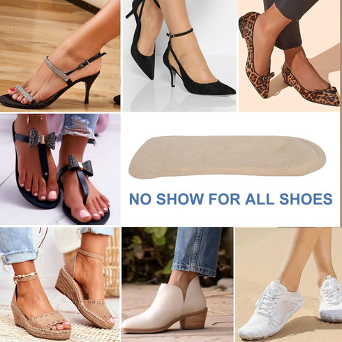 2 Pairs Pigskin High Heels Sandals Plantar Fasciitis Insoles, Self Adhesive Heel Cups for Bone Spur/Achilles Pain, 0.2" Thickness, No Slip Heel Su...