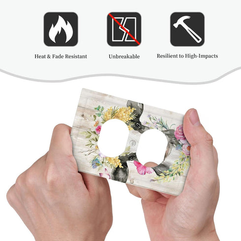 Funny Cow Rustic Farmhouse Animal Cattle Single Duplex Light Switch Cover Outlet Covers Wall Plate Decorative Receptacle Switchplate Electrical Fa...