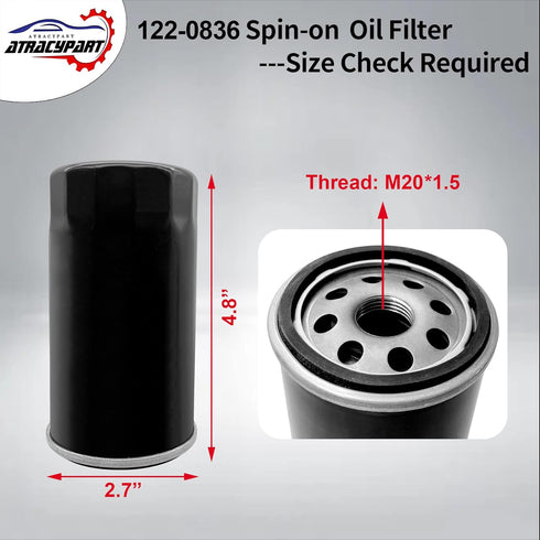 122-0836 Oil Filter ?Replacement For RV QG 5500/7000 Series HGJAA HGJAB HGJAC Spin-on ?Replaces# 01220836, B7238, PH2875, PH10027...