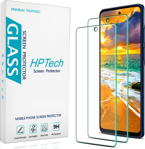 HPTech (2 Pack) Screen Protector Designed for Motorola Moto Edge (2021) / Moto Edge 5G UW Tempered Glass, 9H Hardness, Anti Scratch, Bubble Free, ...