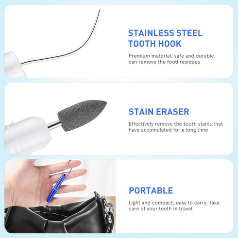 2pcs Portable Oral Dental Tooth Hook Hygeine Cleaning Molars Tool Teeth Stains Remover Plaque Remover...