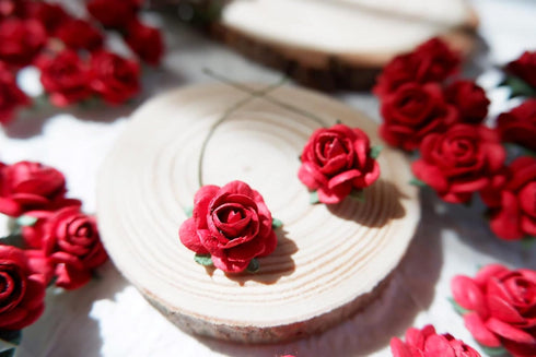 100 pcs mini paper flowers red color 18 mm mulberry paper flower scrapbooking wedding card supplies embellishment mini paper roses for crafts...