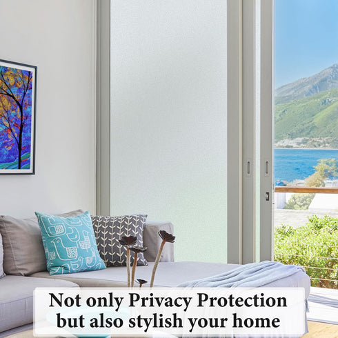 DUOFIRE Privacy Window Film Natural Frosted Glass Film Static Cling Glass Film No Glue Anti-UV Window Sticker Non Adhesive for Privacy Office Meet...