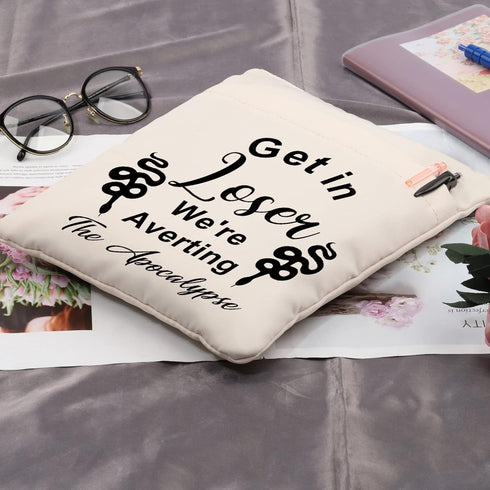 HOLLP Omens Book Sleeve Inspired Gift Get in Loser We're Averting The A Waterproof Zipper Pouch Omens Fans Gift(Get in Loser)......