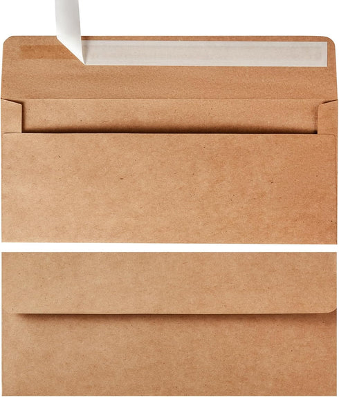 Wishop 50 Pack #10 Business Envelopes Self Seal 4x9 Standard Envelopes for Business, Invoices, Letter Mailing, 4 1/8 x 9 1/2 Inches (Brown, 4.13 x...