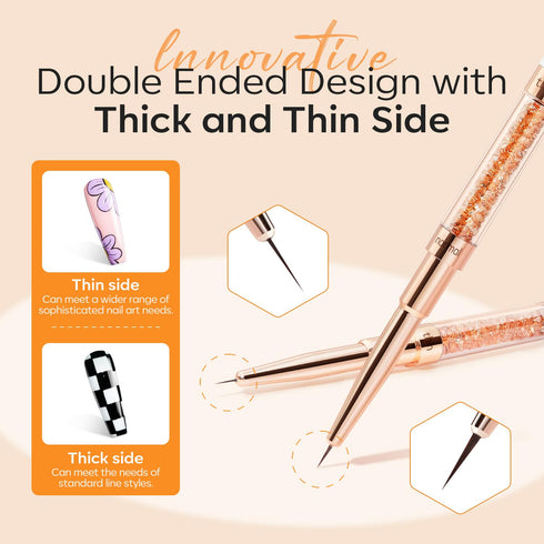 modelones Nail Art Brushes, Super Fine Thin Liner Nail Brush Set Sizes 7/11/15/20mm for Nail Gel Polish Painting Designs with Acrylic Rhinestone H...