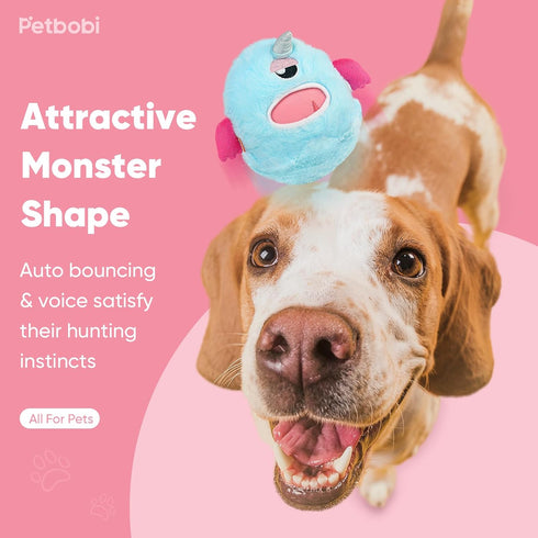 Petbobi Interactive Dog Toys Monster Plush Toy Shake Squeaky Crazy Bouncer Ball Battery Operated Toy for Small Medium Puppy Motorized Entertainmen...