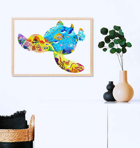 Puzzles for Kids Ages 4-8,8-10 and Adults,136 Pieces Turtles Animal Shaped Jigsaw Puzzle Educational Toys Gift for Boys Girl Age 4 5 6 8 Birthday ...