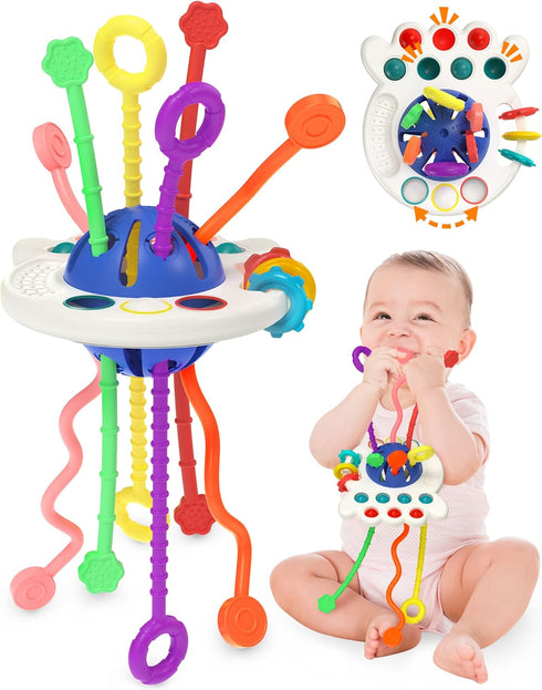 Baby Sensory Montessori Toy, Pull String Teething Toy, Birthday Gift Travel Toy for Boy Girl Infant Toddlers...
