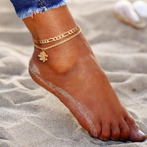 Gold Anklets Bracelets for Women 14K Retro Coin Initial Bracelets Layered Birthflower Anklet Adjustable Handmade Cuban Chain Bracelet Personalized...