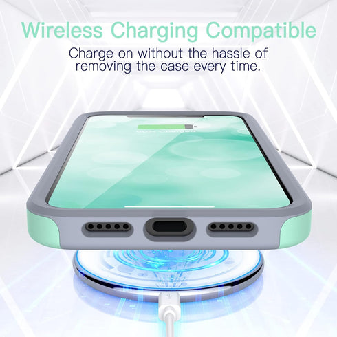 TEAM LUXURY for iPhone 12 Case/iPhone 12 Pro Case, Shockproof Rugged Protective Phone Cover - Wireless Charging Compatible - (Soft Mint)...