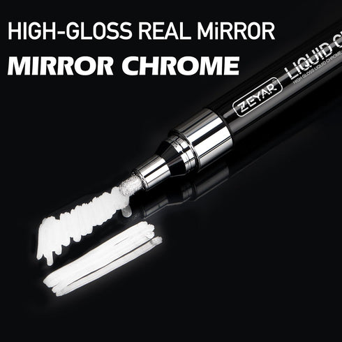 ZEYAR Liquid Chrome Marker Paint Marker, Shiny Silver Pen for smooth surfaces, High-gloss display effects, Medium Point, set of 3...