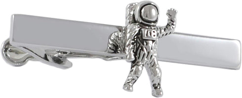 Antique Silver Tone Astronaut Tie Clip Space Pilot Tie Clip With Box...