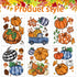 6 Sheets Fall Window Clings Double-Sided Window Stickers with Orange Maple Leaves Pumpkins Blue Truck Thanksgiving Window Decals for Autumn Home H...