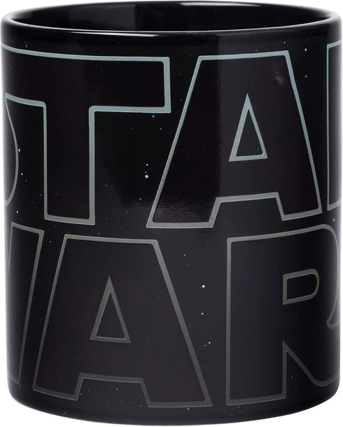 Silver Buffalo Star Wars Logo Heat Reveal Ceramic Coffee Mug Featuring Boba Fett, Yoda, Luke, C3PO, R2D2, Darth Vader, and Stormtrooper, 20-Ounces...