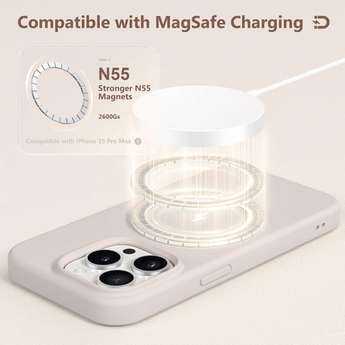 GONEZ for iPhone 15 Pro Max Case Silicone, Compatible with Magsafe, 2X Camera Protector + 2X Screen Protector, Soft Anti-Scratch Microfiber Lining...
