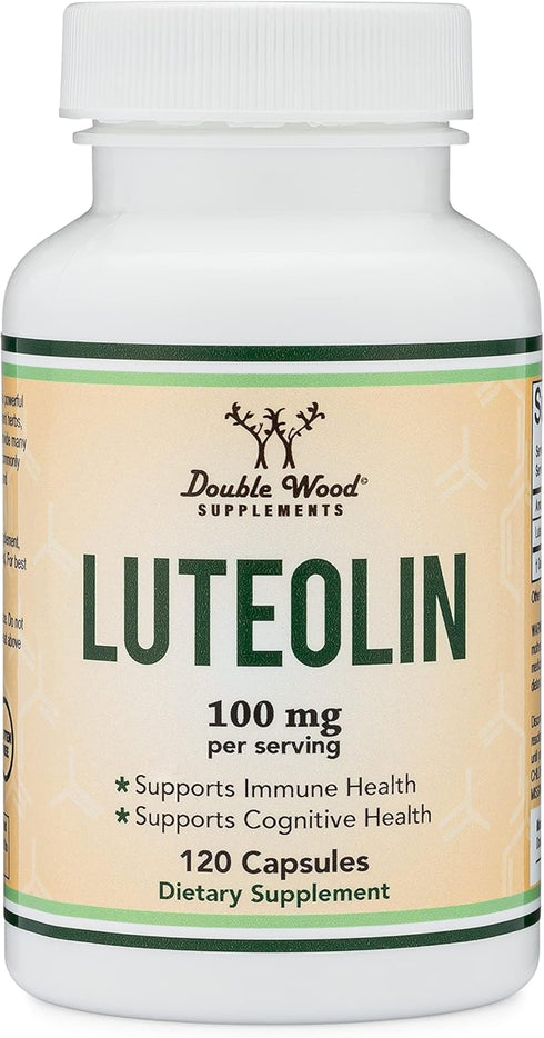 Double Wood Supplements Luteolin Supplement 100mg Servings of Bioactive Flavanoids (120 Capsules, Vegan Safe, Gluten Free) Potent Polyphenols Flav...