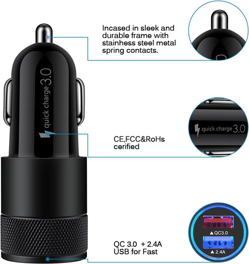 Quick Charge 3.0 Fast Charger Kit for Samsung Galaxy S24 A14 A54 S23 S22 S21 S20 A15 A13 Z Fold/Flip 5,Google Pixel 8 7 6 Pro 7a 6a 5,Wall Charger...