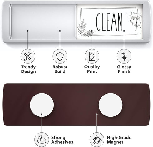 Stylish Dishwasher Magnet Clean Dirty Sign - Ideal Clean Dirty Magnet for Dishwasher - Kitchen Organizer and Gadget - Nice Office, Home Farmhouse Decor - Dirty Clean Dishwasher Magnet