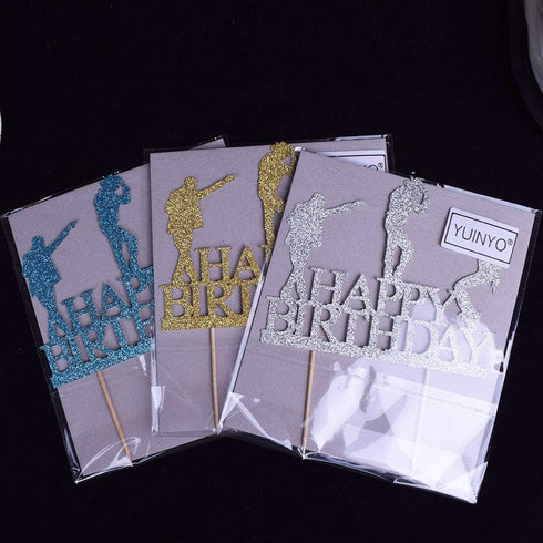 Glitter Happy Birthday Cake Topper cake Toppers Happy Birthday Cake Bunting Birthday Party Decoration Supplies. (Silver)...