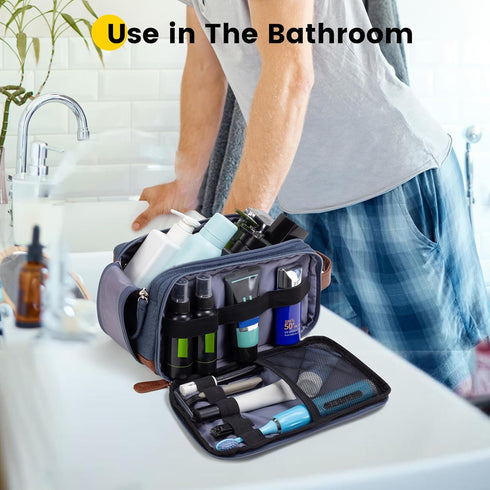 Vorspack Travel Toiletry Bag for Men - Canvas Dopp Kit Water Resistant Skincare Bag Large Shaving Bag for Bathroom Toiletries Accessories Gifts - ...