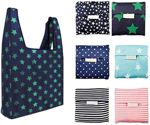 6 Pack Reusable Shopping Grocery Bags with Pouch Foldable, Washable , 35LB Weight Capacity, Heavy Duty Tote, Eco-Friendly Purse Bag Fits in Pocket...