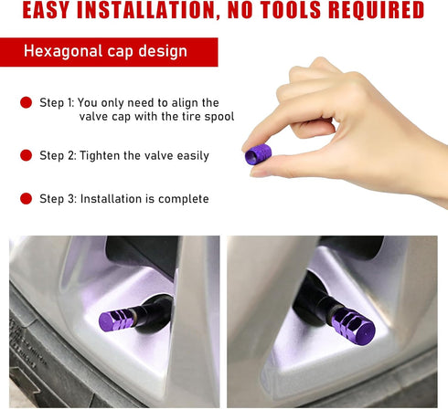Zicine 8 PCS Car Tire Valve Stem Caps, Aluminum Alloy Wheel Valve Covers with Rubber O-Ring, Corrosion Resistant Leak-Proof Tire Air Cap Set, Univ...