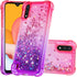 for Galaxy A01 Case with Tempered Glass Screen Protector,Glitter Bling Floating Liquid Sparkle Quicksand Women Girls Cute Clear TPU Phone Cover Pr...