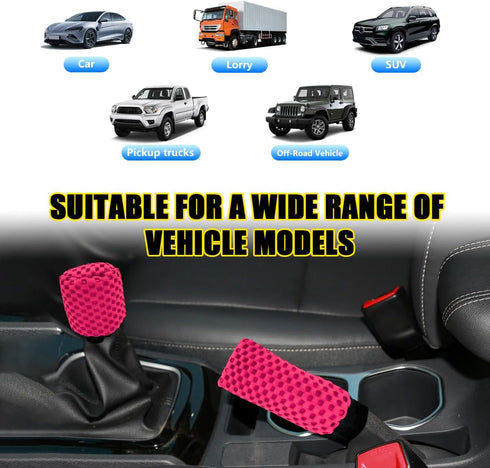 2 PCS Car Gear Shift Knob Cover & Handbrake Cover, Comfortable Anti-Slip Auto Shift Knob Protector, No Scratch Hand Brake Lever Handle Cover(Rose ...