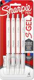 SHARPIE S-Gel, Gel Pens, Medium Point (0.7mm), White Barrel, Assorted Ink Colors, 4 Count...